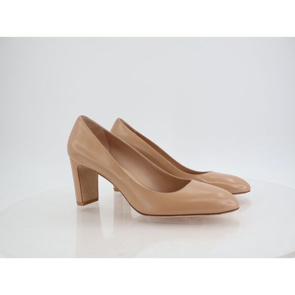 Stuart Weitzman Vida 75 Pump Dune Nude Beige Size 11B Leather Block Heel Career - Picture 2 of 12